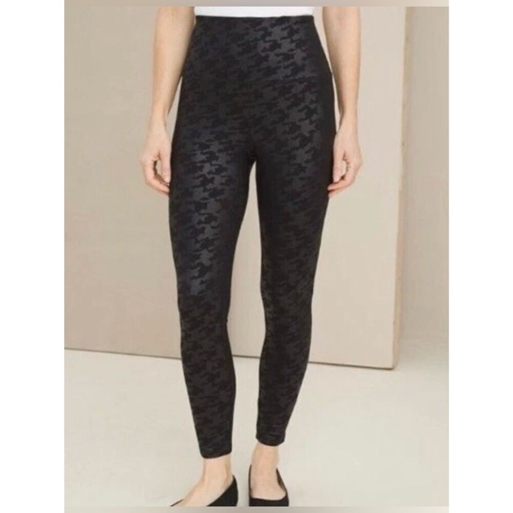 Chico’s Zenergy So Slimming Houndstooth Foil Leggings Black Size 3 16/18